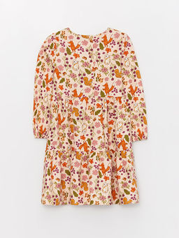 Bisiklet Yaka Desenli Uzun Kollu K?z ?ocuk Elbise