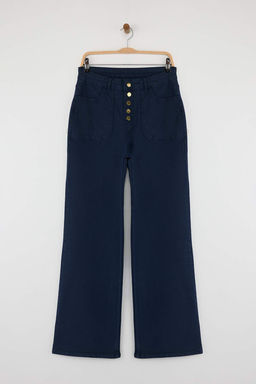 Kahverengi Dugme Detayl? Yuksek Bel Wide Leg Comfort Esnek Jeans TWOAW26JE00017 - Trendyolmilla фото 5