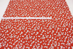 Штапель Жасминовые цветочки на кирпично-терракотовом, ш.1.43м, вискоза-100%, 100гр/м.кв - Купава фото 7