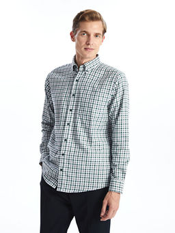 Regular Fit Uzun Kollu Ekose Gabardin Erkek G?mlek