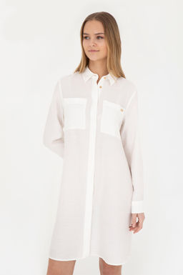 Женское тканое платье цвета экрю - U.s. polo assn фото 9