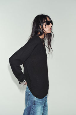 JERSEY CON LANA ENCAJE / Negro - Zara фото 3