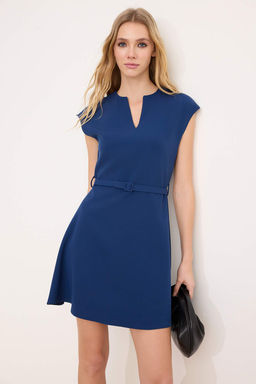 Petrol Duz Midi Dokuma Elbise TWOSS26EL00294