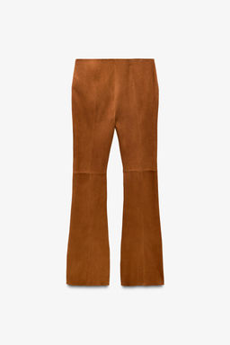 LIMITED EDITION LEATHER SUEDE FLARE TROUSERS - Zara фото 6