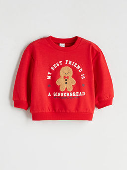 Bask?l? Erkek Bebek Sweatshirt ve Pantolon 2li