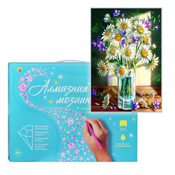 Алмазная мозаика 17х22 "Запах ромашек" с подр., с полным заполн. (21цв) (блест.)