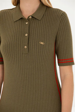 Женское трикотажное платье цвета хаки - U.s. polo assn фото 7