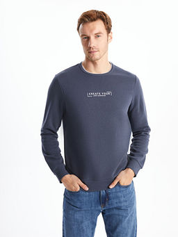 Bisiklet Yaka Uzun Kollu Bask?l? Erkek Sweatshirt - Waikiki фото 4