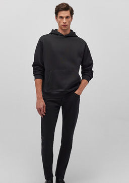 Kapusonlu Siyah Basic Sweatshirt