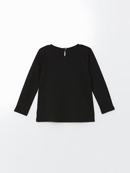 Bisiklet Yaka Uzun Kollu Bask?l? K?z ?ocuk Ti??rt