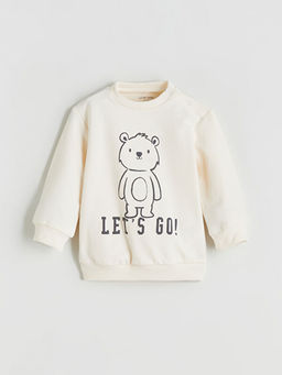 Bask?l? Erkek Bebek Sweatshirt ve E?ofman Alt 2li