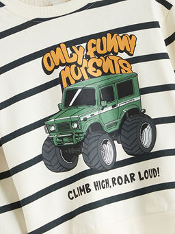 Bask?l? Erkek ?ocuk Kal?n Sweatshirt