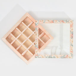 Цена за 4 шт. Коробка под 16 конфет новогодняя с ячейками «Стильный розовый» 17.5 х 17.5 х 3.5 см