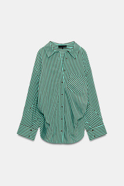 CAMISA OVERSIZE RAYAS / verde lavado