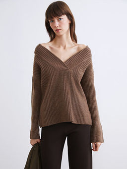 V Yaka Kad?n Triko Kazak