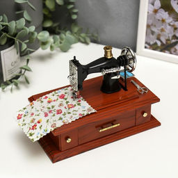 Шкатулка музыкальная механическая «Мамина швейная машинка», пластик, 9.5×18×13.5 см