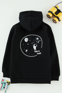 Siyah Erkek Cocuk Baba-Ogul S?rt Bask?l? Orme Mini Me Sweatshirt TKDAW25SW00074 - Trendyolmilla фото 3