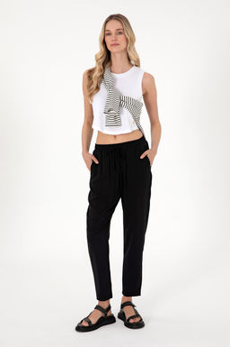 Kad_n Siyah Harem Fit Kanvas Pantolon