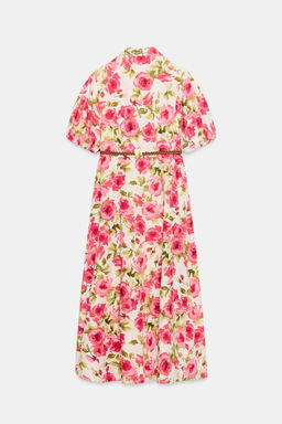 FLORAL PRINT MIDI DRESS WITH BELT - Zara фото 9