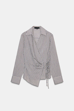 STRIPED WRAP SHIRT WITH BOW - Zara фото 7