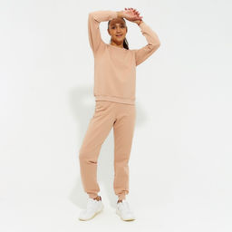 Костюм спортивный женский: свитшот, брюки, MINAKU: Casual Collection, размер 44, бежевый