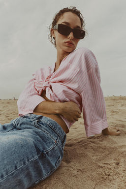 CAMISA FLUIDA CON LINO / Rosa / Blanco - Zara фото 12