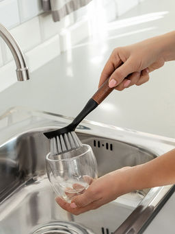 Щётка для мытья посуды 22x4,5x7 коричневый бук, ПП, ПЭТ