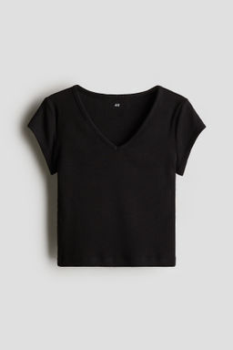 Camiseta en punto de algod?n acanalado