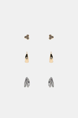 PACK MINI PENDIENTES AROS BRILLOS / Dorado - Zara фото 4