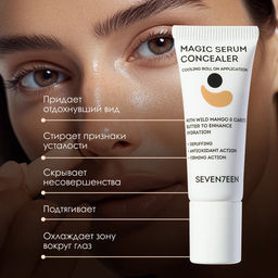 Консилер-сыворотка для кожи вокруг глаз Magic Serum Concealer, тон 01 - Seventeen фото 2