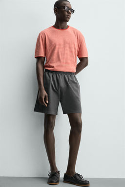 BERMUDA PIQU? REGULAR FIT LAVADO / Gris antracita