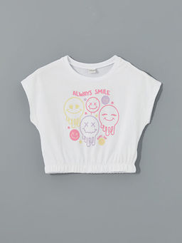 Bisiklet Yaka K?z ?ocuk Crop Ti??rt