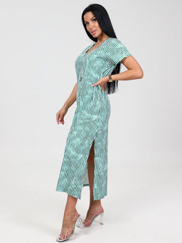 631 ПЛАТЬЕ ЖЕНСКОЕ (Зеленый/полоса) - А-дина фото 4