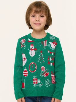 Джемпер детский 9232-96007. 40454/501/0608 зёленый лес/белый/алый