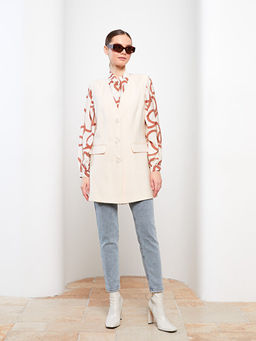 Kad?n V Yaka D?z Klasik Yelek