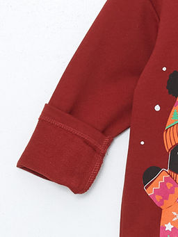 Bisiklet Yaka Uzun Kollu Bask?l? K?z Bebek Ti??rt - Waikiki фото 3