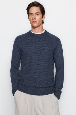 TRENDYOL MAN Gri Unisex Fit Yunlu Bisiklet Yaka Reglan Kol Dokulu Yun Kar?s?ml? Triko Kazak TMNAW22KZ0290 - Trendyolmilla фото 13