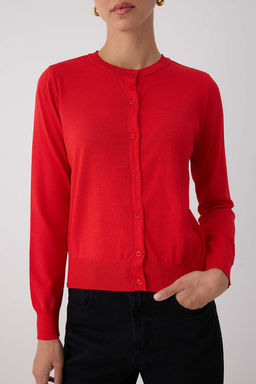 Wardrobe Essentials K?rm?z? Premium Iplik Merserize Gorunum Bisiklet Yaka Triko H?rka|TWOAW26HI00095
