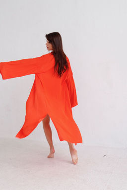 9463 Кимоно длинное красно-оранжевое - Martichelli фото 4