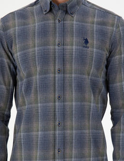 Мужская темно-зеленая рубашка с длинным рукавом - U.s. polo assn фото 6