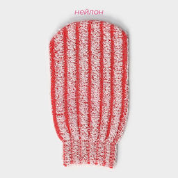 Мочалка - варежка для тела массажная Доляна, 19×11 см, жёсткая, МИКС