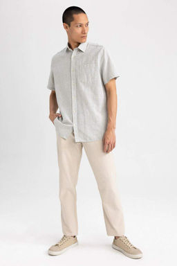 Рубашка из 100 % хлопка с короткими рукавами и воротником-поло обычного кроя - Defacto фото 8