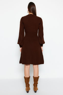 Kahverengi Mini Triko Dantelli Elbise TWOAW22EL0011
