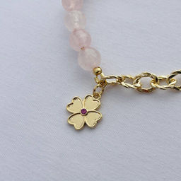 Браслет из Розового кварца с цепочкой 16 см