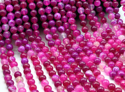 Бусины из агата тонированного шарик 10мм цв.фуксия, 37см, 37 бусин Радуга камня