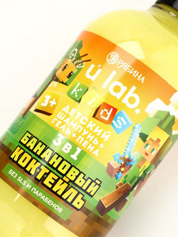 Детский шампунь-гель-пена 3в1, 500 мл, аромат банановый коктейль U LAB