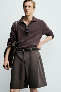 BERMUDA RELAXED FIT PLIEGUES LATERALES / Chocolate - Zara фото 6