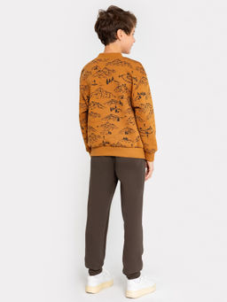 Комплект для мальчиков (джемпер, брюки) коричневый с принтом горы - Mark formelle фото 3