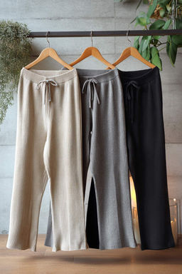 Siyah-Gri Flare/Ispanyol Paca Yuksek Bel Orme Esofman Alt? TEDAW25EA00010 - Trendyolmilla фото 10