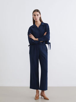 Loose Fit Geni? Pa?a Kad?n Pileli Pantolon